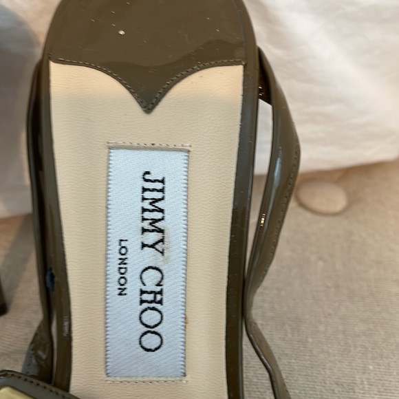 Jimmy Choo olive Green stiletto strappy heels shoes size 39 or 8 gold buckles - Picture 2 of 7